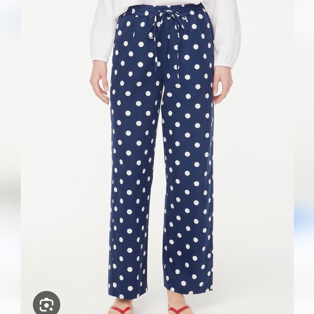 J Crew Factory linen-blend slim wide-leg drawstring pant CG403 NWT Size 12P